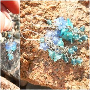 Blue spring flower earrings